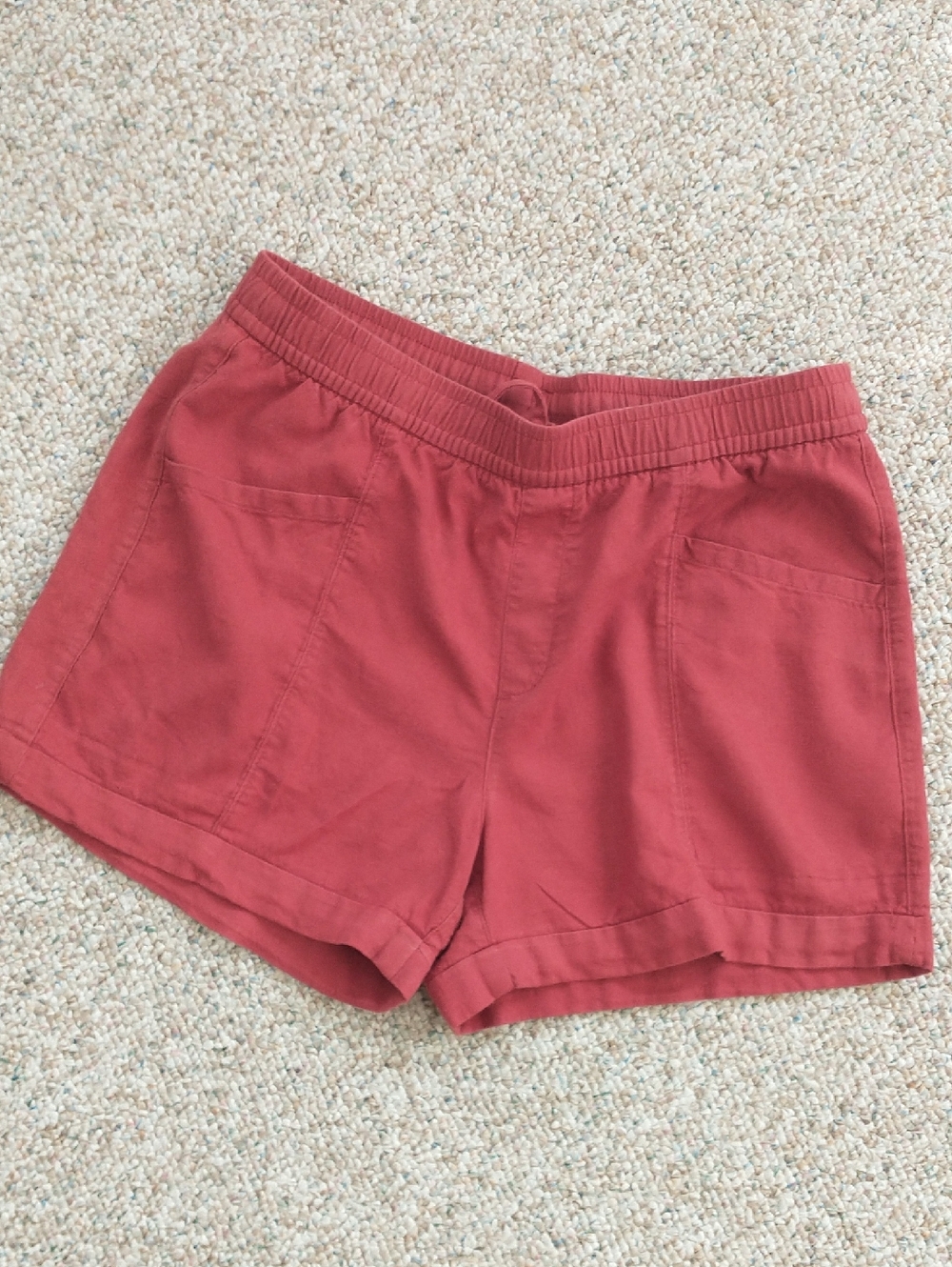 Old Navy High Rise Pull On Linen Blend Cuffed Shorts With Pockets Small